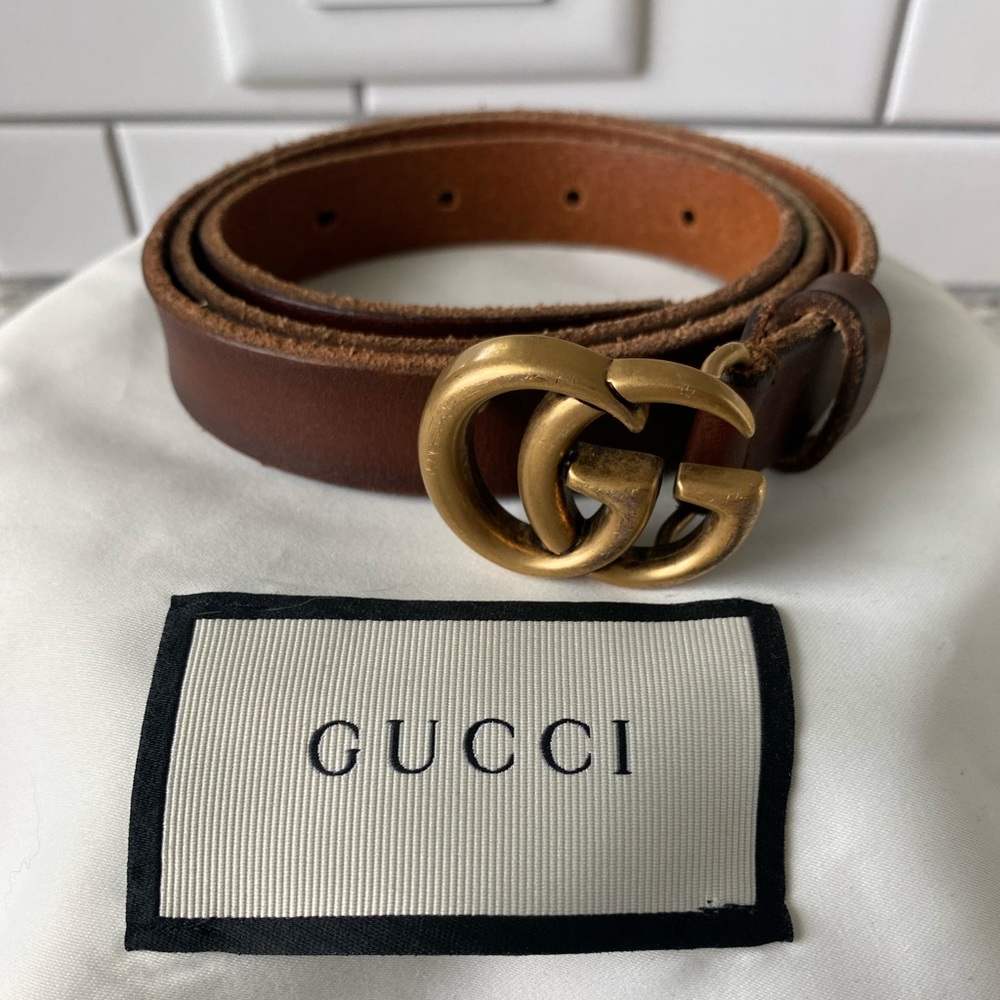 Authentic brown double g Gucci belt 80